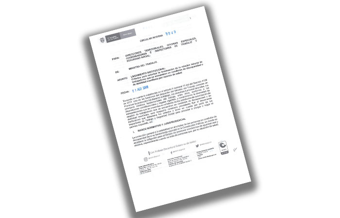 circular no 049 de 2019 despido fuero salud laboral imagen