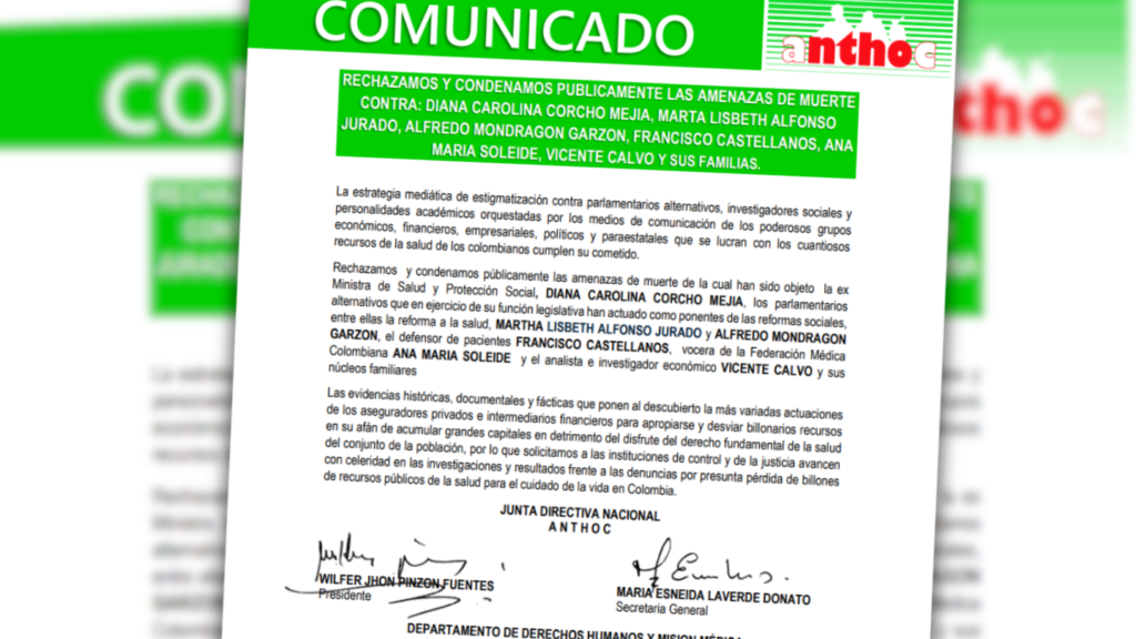 RECHAZAMOS Y CONDENAMOS PUBLICAMENTE LAS AMENAZAS DE MUERTE rechazoycondena
